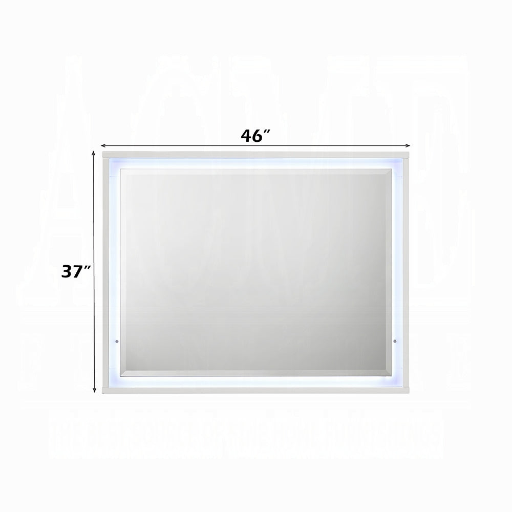 Pearl High Gloss LED Dresser Mirror - White