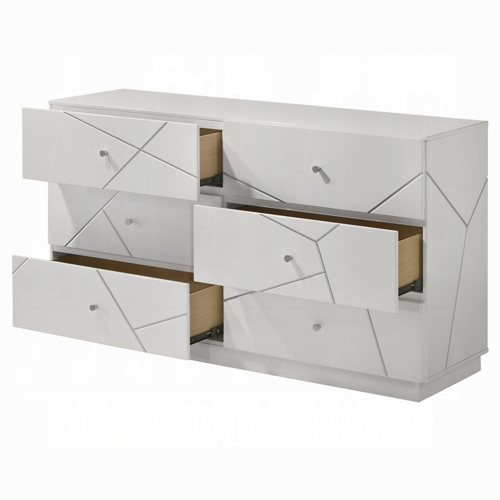 Pearl High Gloss Storage Dresser - White