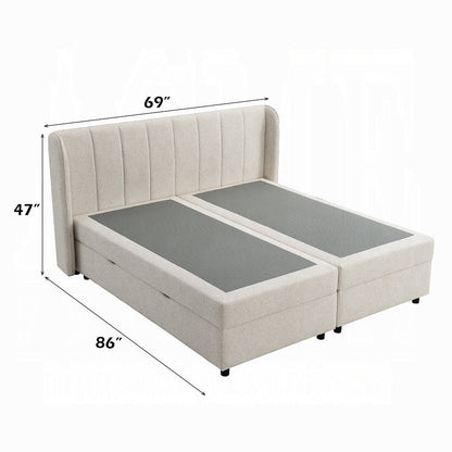 Moni Upholstered Lift Storage Queen Bed - Beige