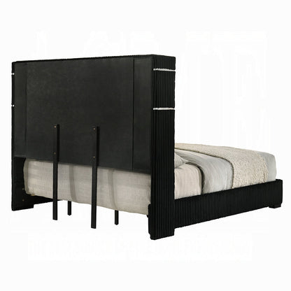 Obsidian Smart Platform Bed with LED/ Fireplace/Reading Light/Speaker/Bluetooth/USB - Black