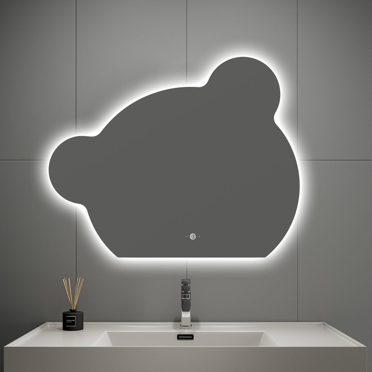 40" x 32" Bear Glow LED Bathroom Mirror, Wave Sensor, Anti-Fog, Dimmable