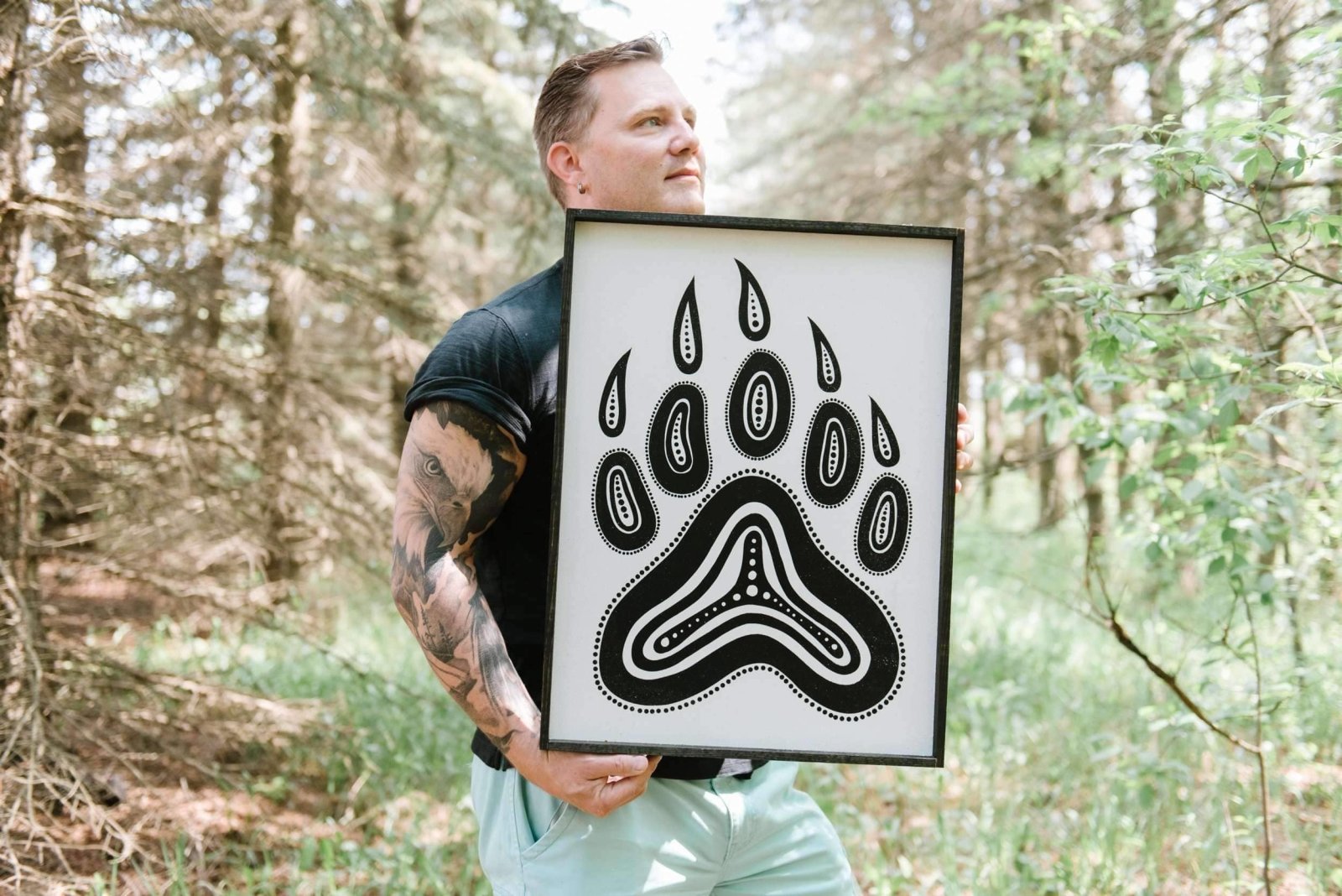 Bear Paw Symbol Wood Sign - AURABAGS SHOP