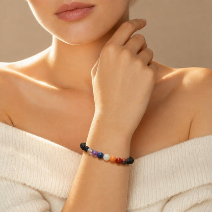 Black Lava Chakra Bracelet - 8mm