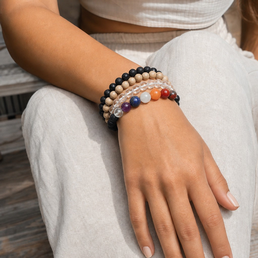 Black Lava Chakra Bracelet - 8mm