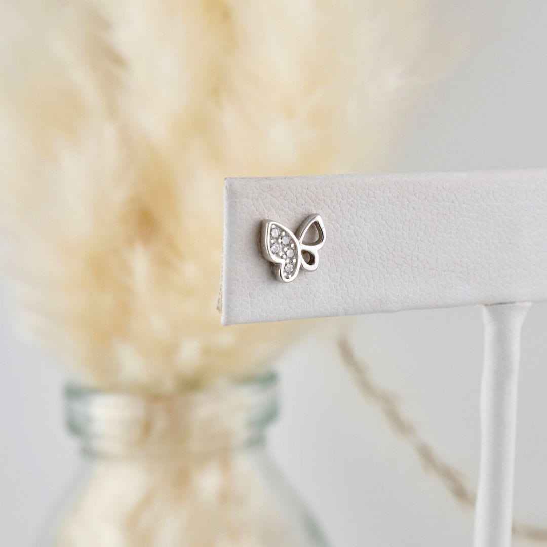 Boucles d'oreilles Papillons Scintillants en argent sterling
