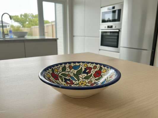 Handgefertigte Keramik Servierschale 7" Handarbeit Palästina