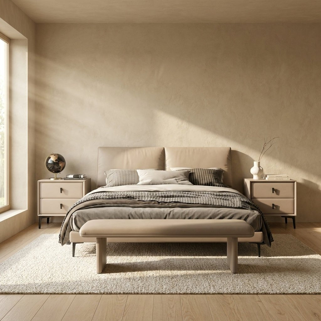 Brașov Two-Drawer Nightstand in Beige