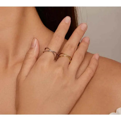 Breathtaking 14K Gold Plated X Ring - Elegant Minimalist 925 Sterling Silver Cross Ring For Women - Promise Jewelry Scr543