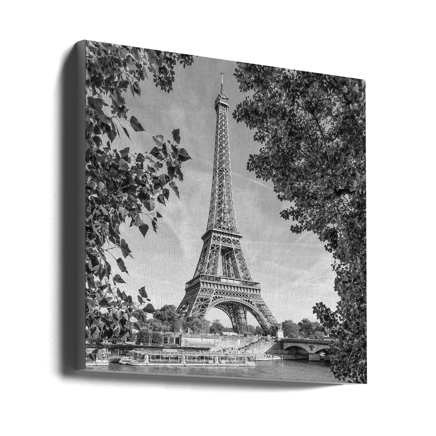 Wandbild PARIS Eiffelturm & Seine – Monochrom