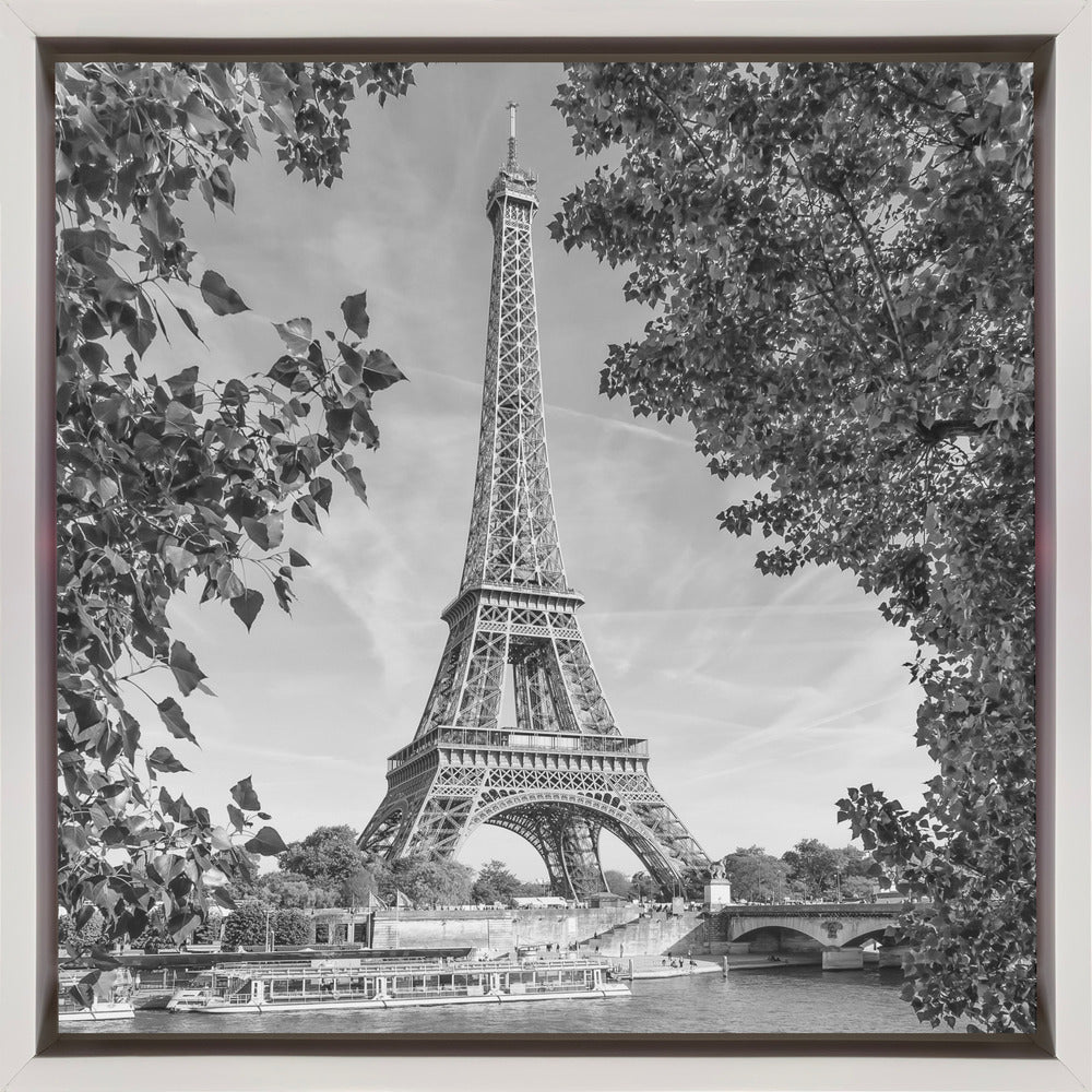 Wandbild PARIS Eiffelturm & Seine – Monochrom