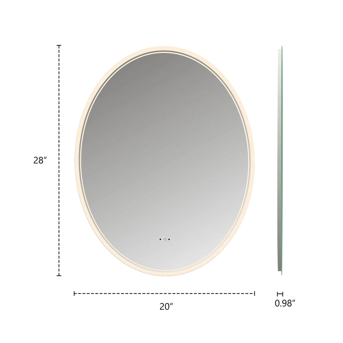 Frameless Capsule LED Bathroom Mirror, CRI 90+ – 24"x32" / 26"x34" / 28"x36"