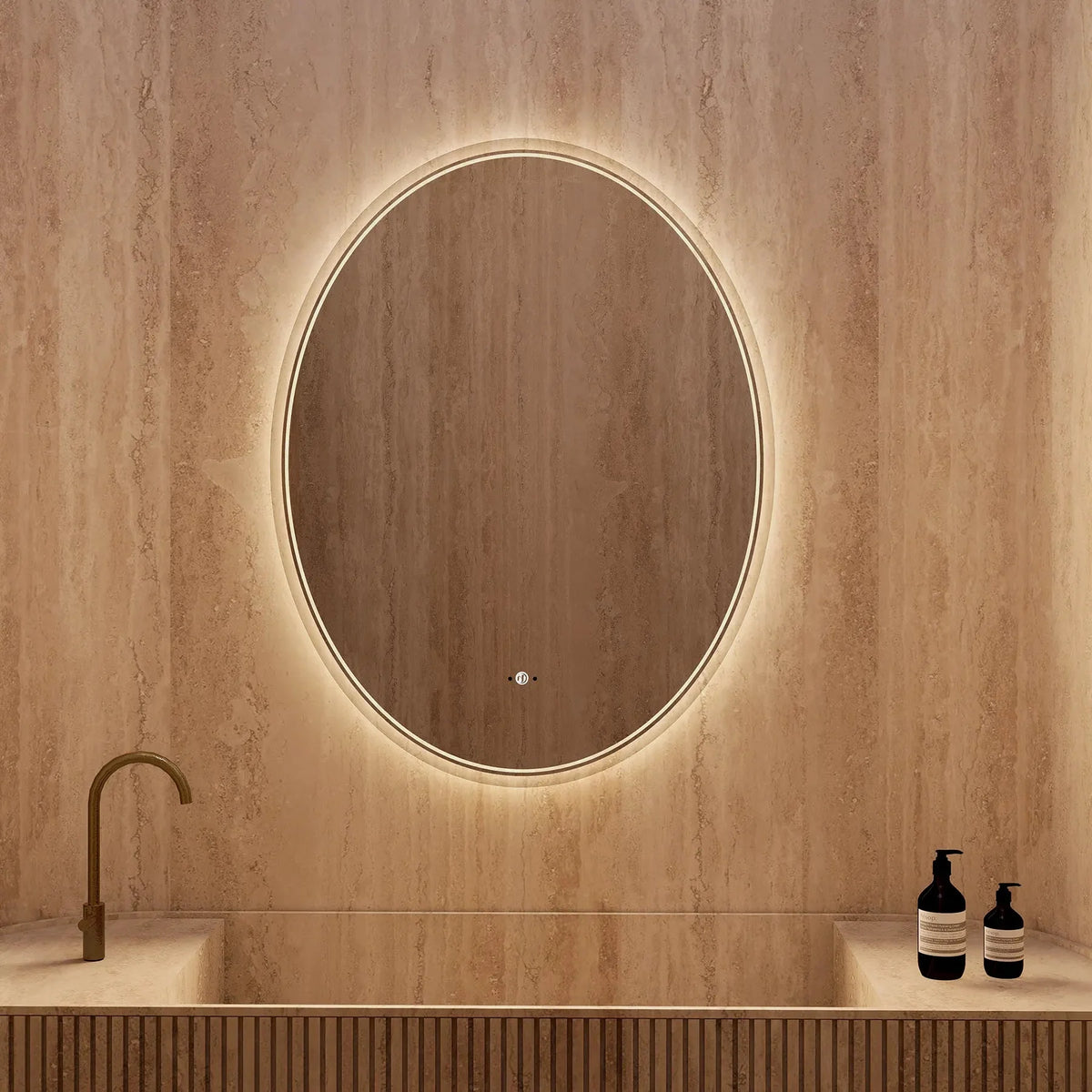Frameless Capsule LED Bathroom Mirror, CRI 90+ – 24"x32" / 26"x34" / 28"x36"