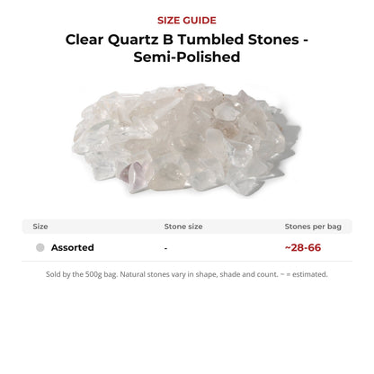 Clear Quartz B Tumbled Stones - Semi-Polished