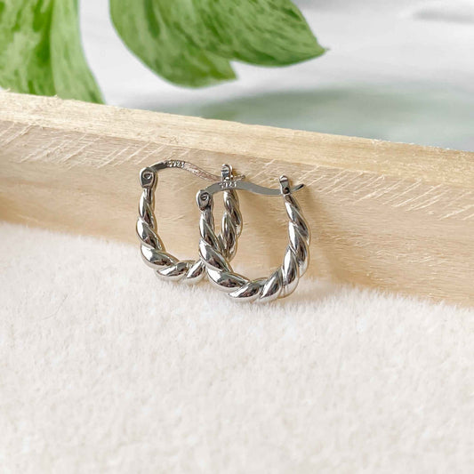 Créoles texturées et torsadées en argent sterling 925 | HÉRA