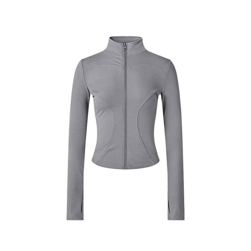 Women’s Long-Sleeve Zip-Up Workout Jacket – Tight-Fit Yoga & Fitness Top
