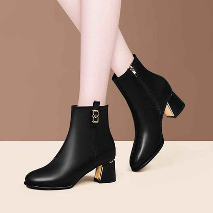 Women's Sequin Ankle Boots – Pointed Toe Chunky Heel Side-Zip Fashion Boots