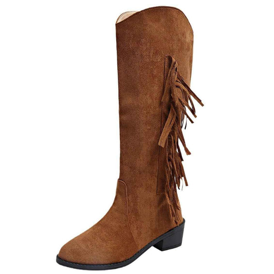 Women's Tassel Thigh High Boots – Suede Pointed Toe Fashion Boots