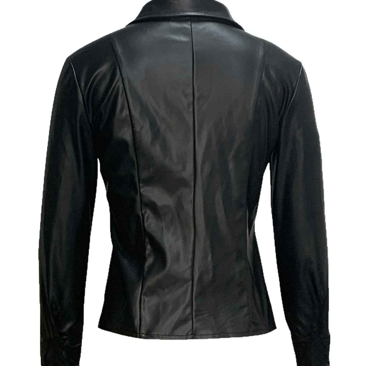 Women's Slim-Fit PU Outerwear Jacket with External Pockets