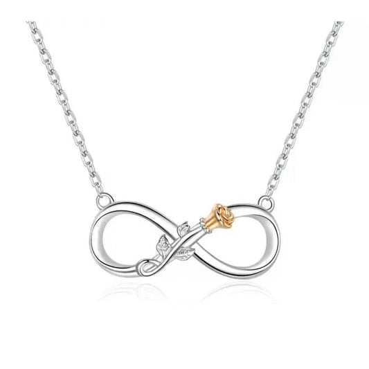 Delicate Rose: Sterling Silver Choker Necklace with Infinity Design