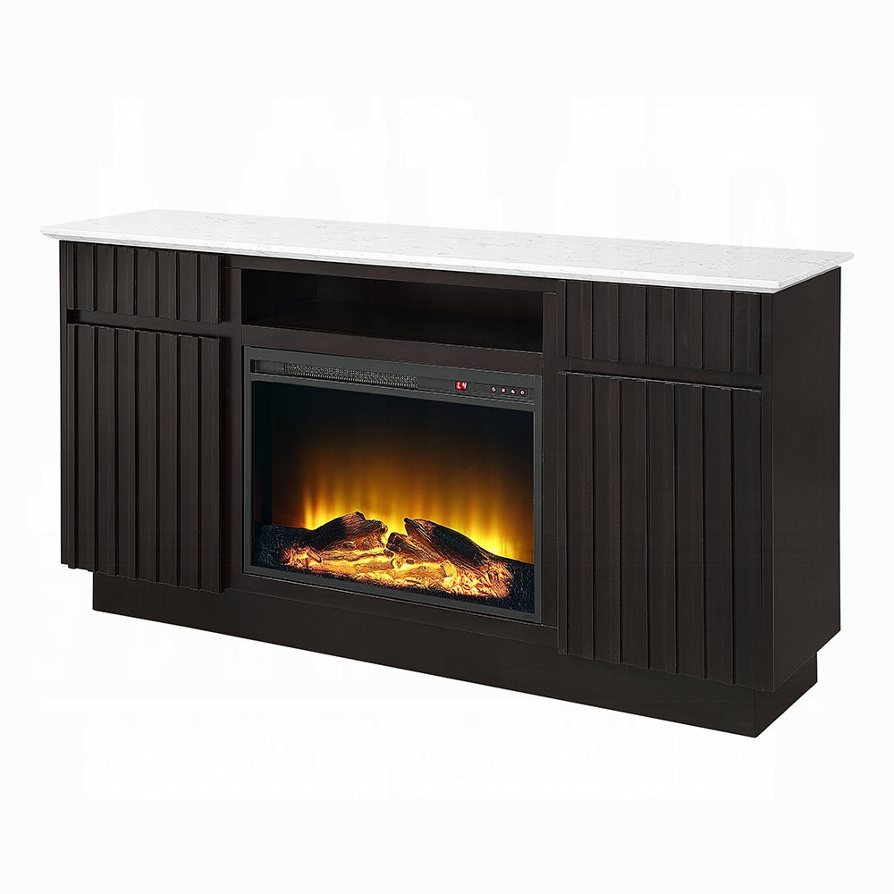 Nocturne Faux Marble Server/Fireplace - Espresso