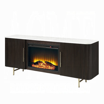 Laffery Faux Marble 70" TV Stand/Fireplace - Espresso