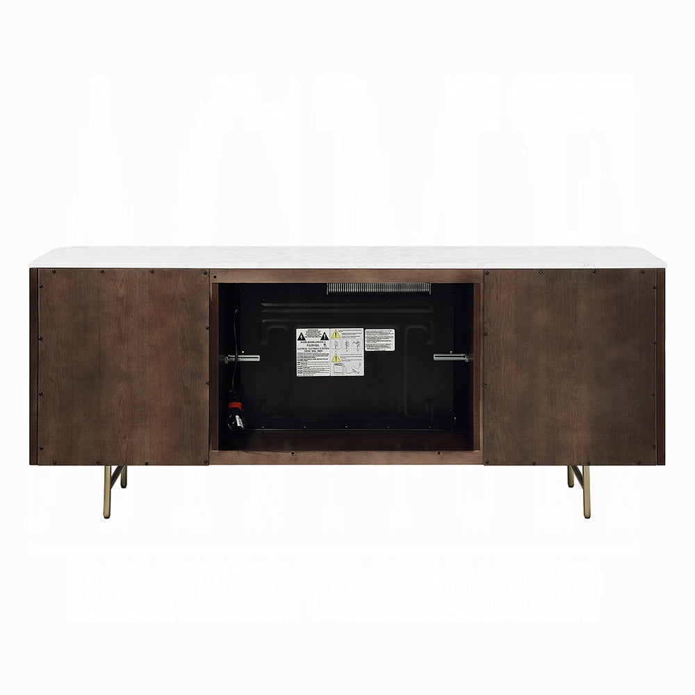 Laffery Faux Marble 70" TV Stand/Fireplace - Espresso
