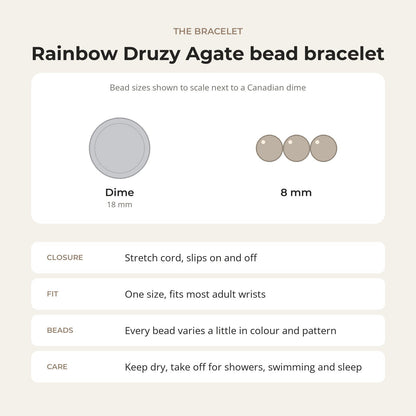 Agate Druzy Electroplated Rainbow Round Bracelet - 8mm (Enhanced)