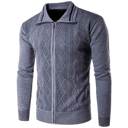 Men's Thickened Cotton Cardigan Zipper Lapel Sweater