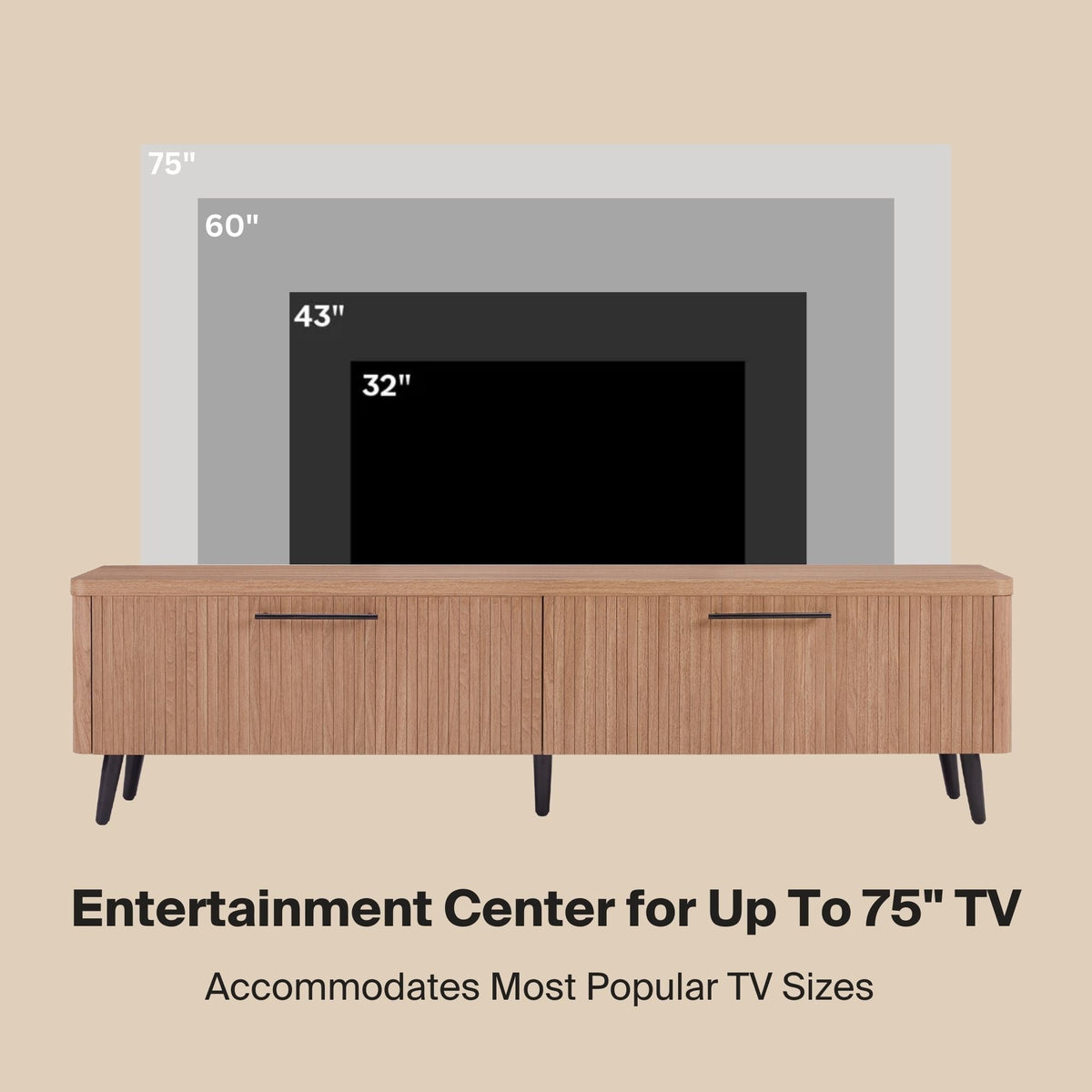 Tempo 69" Fluted TV Stand with 2 Drawers - Multiple Color Options