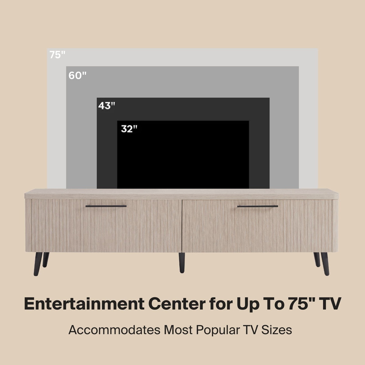 Tempo 69" Fluted TV Stand with 2 Drawers - Multiple Color Options