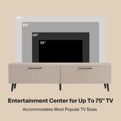 Tempo 69" Fluted TV Stand with 2 Drawers - Multiple Color Options