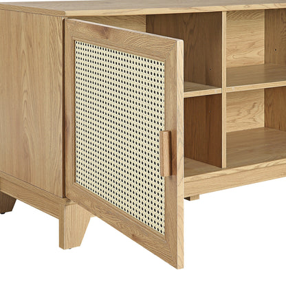 Drift 63" Faux Cane Storage TV Stand - Multiple Color Options