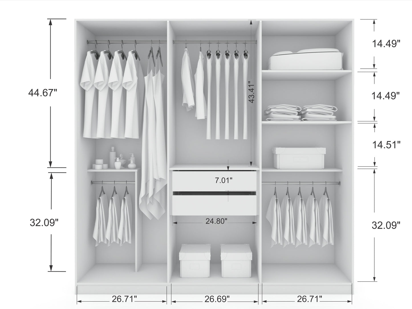 Torino Modern Freestanding Wardrobe - White