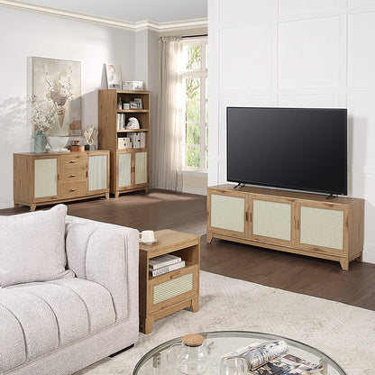 Drift 63" Faux Cane Storage TV Stand - Multiple Color Options