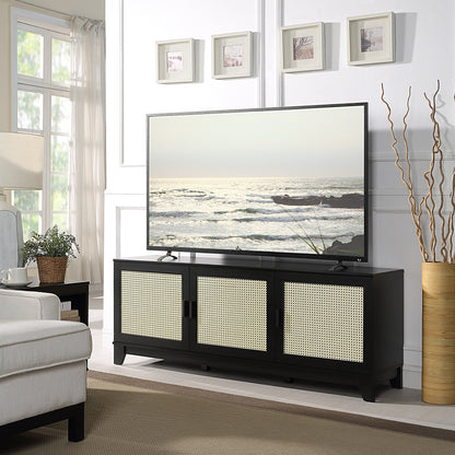 Drift 63" Faux Cane Storage TV Stand - Multiple Color Options