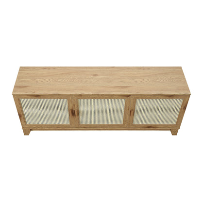 Drift 63" Faux Cane Storage TV Stand - Multiple Color Options
