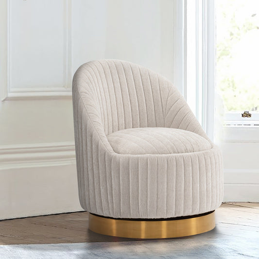Chenille Akzentstuhl Pumpkin Swivel - Creme/Gold