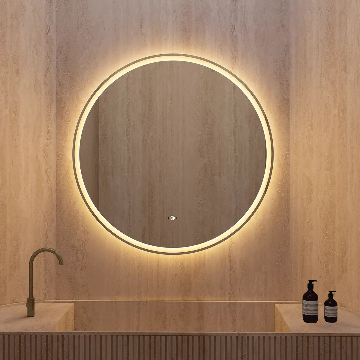 Frameless Round LED Mirror (28"–36") with Anti-Fog, CRI 90+ & Seamless Lighting
