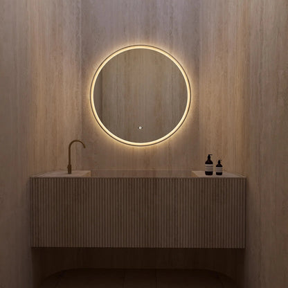 Frameless Round LED Mirror (28"–36") with Anti-Fog, CRI 90+ & Seamless Lighting