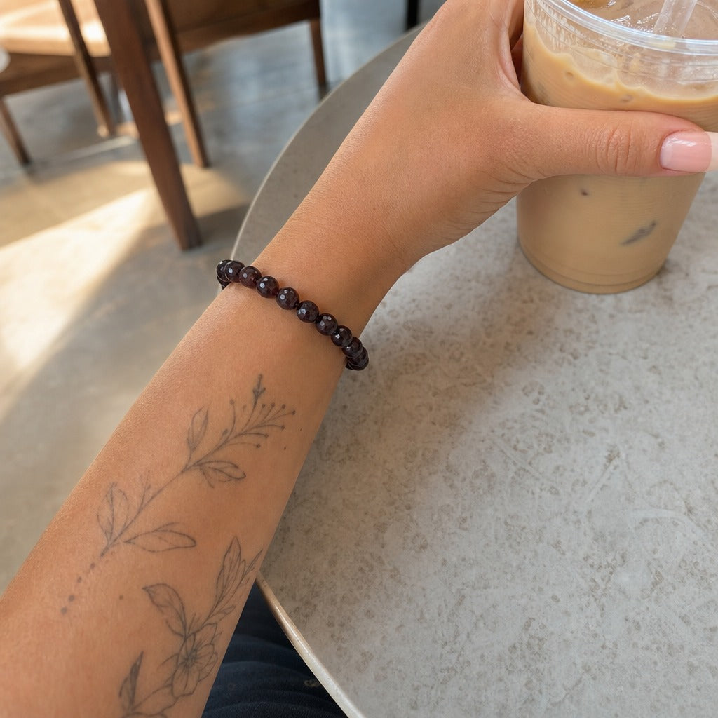 Garnet B Faceted Round Bracelet - 8mm
