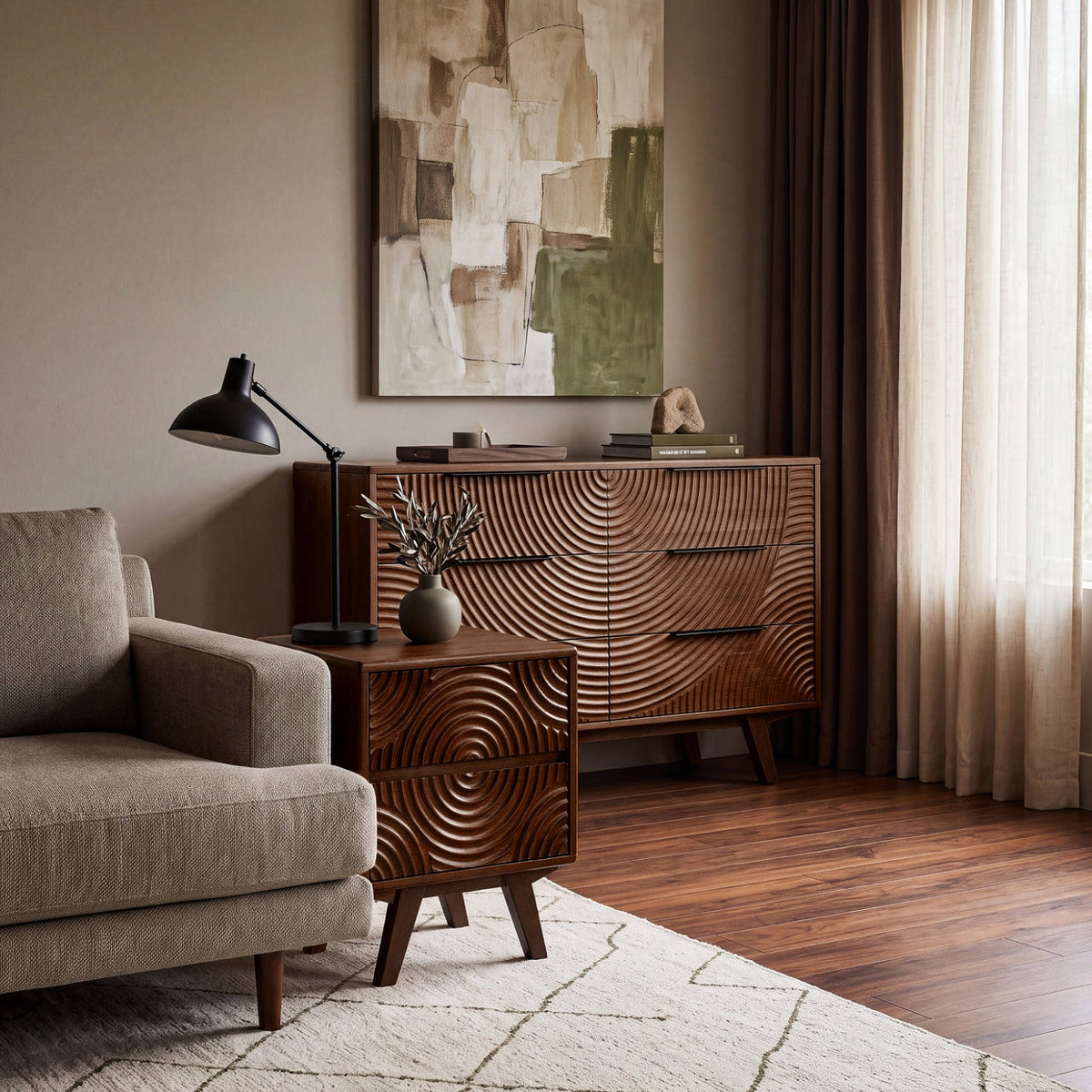 Harmony Solid Wood Dresser with 6 Drawers