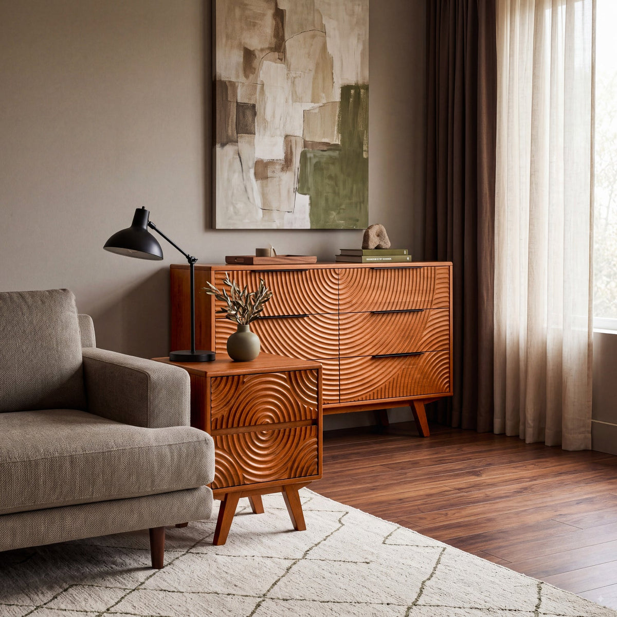 Harmony Solid Wood Dresser with 6 Drawers