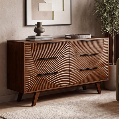 Harmony Solid Wood Dresser with 6 Drawers