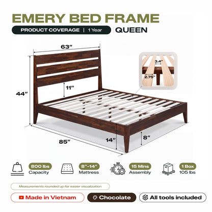 Emery Solid Wood Bed Frame