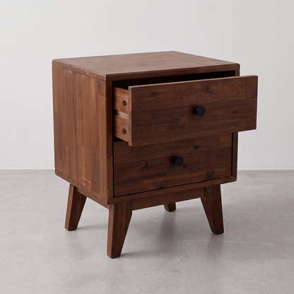Silvia 2-Drawer Solid Wood Nightstand