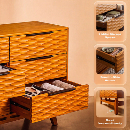 Elara Solid Wood Dresser with 6 Drawers