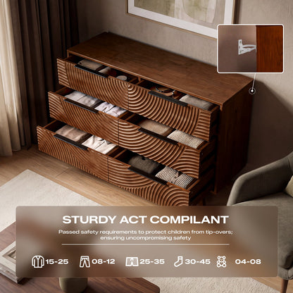 Harmony Solid Wood Dresser with 6 Drawers