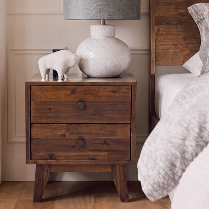 Silvia 2-Drawer Solid Wood Nightstand