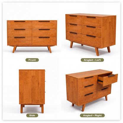 Harmony Solid Wood Dresser with 6 Drawers