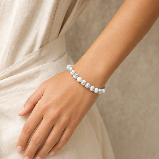 Howlite White Bead Bracelet